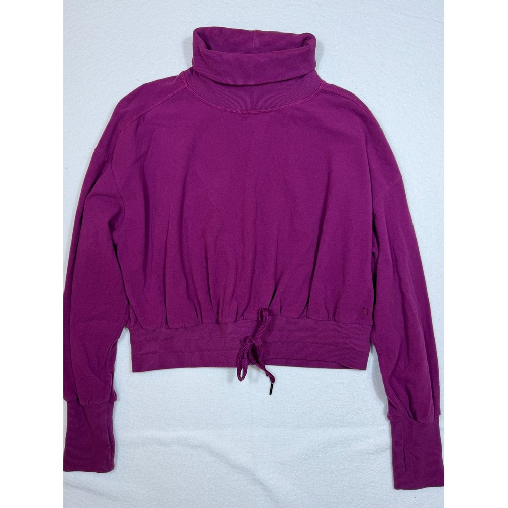 Sweaty Betty Turtleneck Sweatshirt Womens US 8 UK M Purple Cropped Made in Italy
